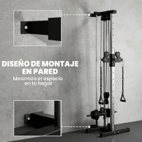 SPORTNOW Máquina Polea Alta y Baja de Pared de Doble Polea Ajustable en 15 Posiciones Multifunción Lat Pulldown para Gimnasio(m-5)