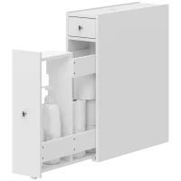 HOMCOM Móvel de Banheiro Slim com 2 Gavetas e Compartimento Aberto, para Banheiro, Cozinha, Lavanderia e Sala, 16x48x58 cm, Branco(m-7)