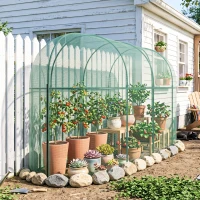 Outsunny Seră pentru Plante cu Plasă 3x1x1.5m, cu Ușă cu Balamale și Țepușe de Prindere, Verde(m-6)