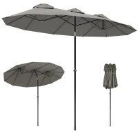 Outsunny Parasol de Jardin Exterieur Inclinable 3 x 1,5 m, Parasol Double Rectangulaire avec Manivelle, Polyester 180 g/m², Gris(m-11)