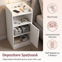 HOMCOM Set 2 Noptiere pentru Dormitor cu Dulap și Raft Deschis, Alb(m-6)