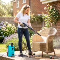 Outsunny Mașină de Spălat cu Presiune 1500 W, 120 Bari, Debit 390 L/h, Electrică cu Duza Reglabilă, Albastru(m-10)