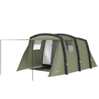 Outsunny Aufblasbares Campingzelt 3-6 Personen Outdoor Tunnelzelt mit Seitenfenstern Tür Luftträger 4,4 x 2,8 x 1,95 m Grün(m-11)
