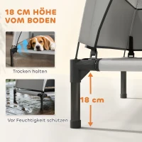 PawHut Verhoogd Hondenbed Outdoor met Dak, Koelend Hondenbed met Stalen Frame, 76x61x70cm, Lichtgrijs(m-5)