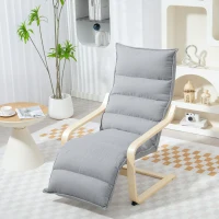 HOMCOM Fauteuil salon, fauteuil d'appoint rembourré en velours, repose-pieds réglable et structure en acier, 67x93x105cm, gris(m-11)