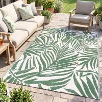 Outsunny Tapis d'extérieur réversible motif feuilles vertes tropical - polypropylène haute densité 310 g/m² dim. 152L x 243l cm(m-2)