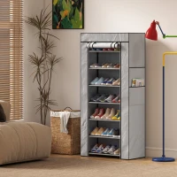 HOMCOM Pantofar cu 7 rafturi din oțel, cu husă din material nețesut, 60 x 30 x 126 cm, gri(m-9)