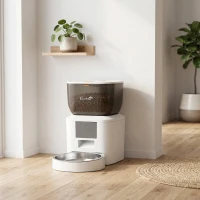 PawHut Automatischer Katzenfutterautomat, 2,4G WLAN, 4L, App-Steuerung, 1–10 Mahlzeiten, 10s Futterruf(m-9)