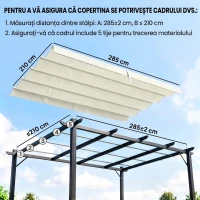 Outsunny Acoperiș Pergola, Acoperire Retractabilă pentru Umbră, Protecție UV30+, Gri Închis(m-4)
