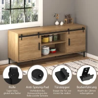 HOMCOM Kit Ușă Glisantă cu șine, Opritoare și Ghidaje, 183x0,4x25 cm, Negru(m-5)