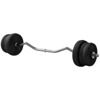 SPORTNOW Langhantel Set 25kg Rutschfeste Curlstange mit 6 Gewichten, PVC-Beschichtung, Hantelstange aus Stahl(m-7)