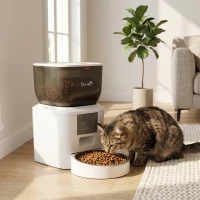 PawHut Automatischer Katzenfutterautomat, 2,4G WLAN, 4L, App-Steuerung, 1–10 Mahlzeiten, 10s Futterruf(m-2)