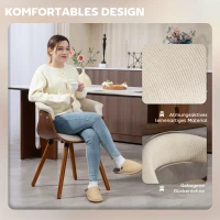 HOMCOM Esszimmerstuhl, Stoff in Leinenoptik, gebogene Rückenlehne, Holzbeine, Beige(m-4)