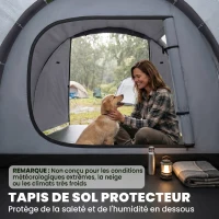 Outsunny Tente de camping familiale 2 personnes tente tunnel ventilée facile à monter chambre salon 3 portes fenêtres 4,26 x 2,06 x 1,54 m fibre verre polyester PE girs foncé rose(m-7)