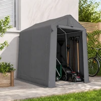 Outsunny Garagenzelt 2,3 x 1,9 m Wasserabweisend Gerätezelt mit Rollbar Reißverschlusstür Belüftung Satteldach Dunkelgrau(m-8)