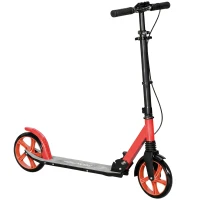 HOMCOM Patinete Plegable para Adultos y Niños de +14 Años Scooter con Manillar Ajustable 91,5x36,5x91-104 cm Rojo(m-11)