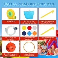AIYAPLAY Castillo Hinchable Acuático 8 en 1 con Soplador 550W Tobogán Trampolín Escalada Piscina Portería Canasta Lanzamiento(m-9)