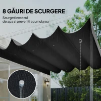 Outsunny Acoperiș pentru Pergolă cu 8 Orificii pentru Drenaj, Husă de Schimb din Poliester Respirabil, Doar Acoperire, 392x350 cm, UV30+, pentru Pergolă de Grădină 4x3m, Gri Închis(m-6)