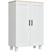 HOMCOM Skandinavischer Küchenschrank mit 2 Türen, höhenverstellbares Regal, erhöhte Basis, 60x30x90 cm, Weiß(m-8)
