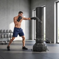 SPORTNOW Boxsack freistehend 180 cm Standboxsack mit Saugfuß befüllbar Basis, Stoßdämpfung Handschuhen Boxing Trainer(m-8)
