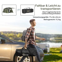 Outsunny Aufblasbares Campingzelt 3-6 Personen Outdoor Tunnelzelt mit Seitenfenstern Tür Luftträger 4,4 x 2,8 x 1,95 m Grün(m-9)