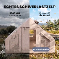 Outsunny Aufblasbares Zelt 5-8 Personen Schneller Aufbau 5000 mm Wasserdicht & Winddicht mit Luftpumpe Kaminöffnung Dachfenster(m-5)