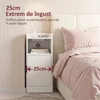 HOMCOM Set 2 Noptiere pentru Dormitor cu Dulap și Raft Deschis, Alb(m-4)