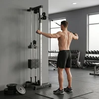 SPORTNOW Máquina Polea Alta y Baja de Pared de Doble Polea Ajustable en 15 Posiciones Multifunción Lat Pulldown para Gimnasio(m-8)