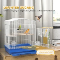 PawHut Vogelkäfig im Vintage-Design für kleine Vogelarten inkl. Zubehör 46,5 x 36 x 59 cm Stahl, Holz, Blau+Weiß(m-4)
