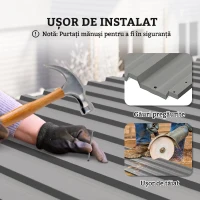Outsunny Set 12 Panouri pentru Căsuță de Grădină din Oțel, Gri(m-4)