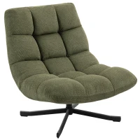 HOMCOM Sessel Drehbar Loungesessel mit Breiter Sitzfläche, wasserabweisend Chenille-Optik, gekreuzt Stahlbeine, Grün(m-11)
