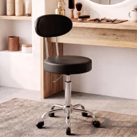 HOMCOM Scaun Reglabil Rotativ a 360°con Spătar Și Șezut Tapițate, Negru(m-10)