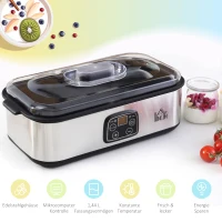 HOMCOM Joghurtbereiter Griechische Joghurtmaschine mit Deckel, 8 BPA-freier Glas-Innenbehälter à 180 ml, Joghurt Maker mit LCD Display Timer, für bis zu 1,4 Liter Joghurt 25 W Silber(m-5)