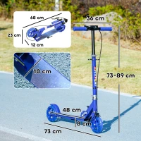 AIYAPLAY Trotinet Pliabil pentru Copii 3-8 Ani de 2 Roți cu Lumini Ghidon Reglabil pe 4 Niveluri Frâne Duble Albastru(m-3)