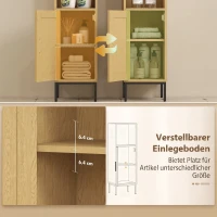 HOMCOM Badkamerkast, smalle vrijstaande kast met verstelbare legplank, natuur(m-5)