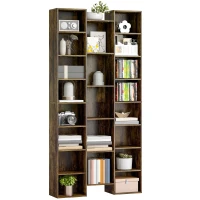 HOMCOM Modernes Holzregal hoch 181 cm mit 21 Fächern und 10 verstellbaren Einlegeböden, Rustikabraun(m-8)