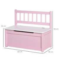HOMCOM Bancă Depozitare Copii, Spătar, Piston Sigur, MDF, Roz(m-3)