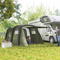 Outsunny Aufblasbares Campingzelt 3-6 Personen Outdoor Tunnelzelt mit Seitenfenstern Tür Luftträger 4,4 x 2,8 x 1,95 m Grün(m-2)