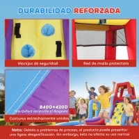 AIYAPLAY Castillo Hinchable Acuático con Soplador 550W Tobogán Pared de Escalada Piscina Aro de Baloncesto Portería de Fútbol(m-5)