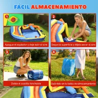 AIYAPLAY Castillo Hinchable Acuático 8 en 1 con Soplador 550W Tobogán Trampolín Escalada Piscina Portería Canasta Lanzamiento(m-8)