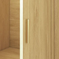 HOMCOM Armario de Dormitorio con Espejo 2 Puertas 2 Cajones y Barra para Colgar 80x50x180 cm Roble(m-7)