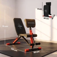 SPORTNOW Banco de Pesos Ajustável para Home Gym, Dobrável 300 kg, Inclinado/Declinado/Plano, 7 Posições Encosto(m-3)