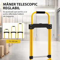 HOMCOM Cărucior de Transport cu Mâner Telescopic, Capacitate 60 kg, Cadru din Oțel, Galben(m-7)