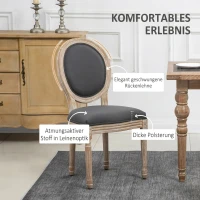 HOMCOM Esszimmerstühle 2er Set Küchenstuhl mit Rückenlehne, Linenoptik, Sessel Polsterstuhl, Stühle, Wohnzimmerstuhl mit Holzbeine für Esstisch, Grau+Natur(m-5)