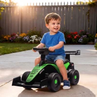 AIYAPLAY Coche Portador para Niños F1 con Volante Musical Ruedas Silenciosas y Compartimento 18-36 Meses Verde(m-3)