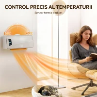 HOMCOM Încălzitor de Perete 2000 W cu 3 Moduri și Telecomandă, Alb(m-7)