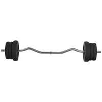 SPORTNOW Langhantel Set 25kg Rutschfeste Curlstange mit 6 Gewichten, PVC-Beschichtung, Hantelstange aus Stahl(m-1)