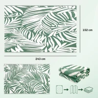 Outsunny Tapis d'extérieur réversible motif feuilles vertes tropical - polypropylène haute densité 310 g/m² dim. 152L x 243l cm(m-3)
