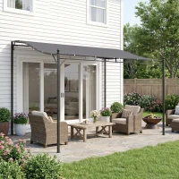 Outsunny Pergola Terrasluifel Pavilion Luifel Grijs 297x297x198/245 cm(m-2)
