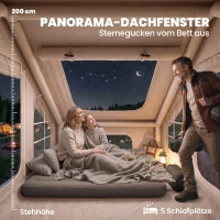 Outsunny Aufblasbares Zelt 5-8 Personen Schneller Aufbau 5000 mm Wasserdicht & Winddicht mit Luftpumpe Kaminöffnung Dachfenster(m-6)